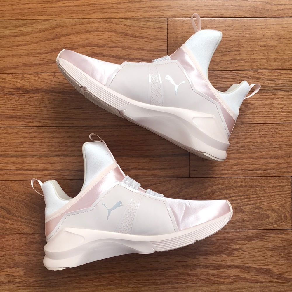 Puma Pink Satin Slip-On Sneakers